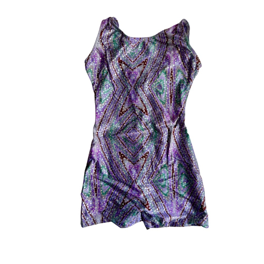 Girls Purple and Green Geometric Unitard/Leotard